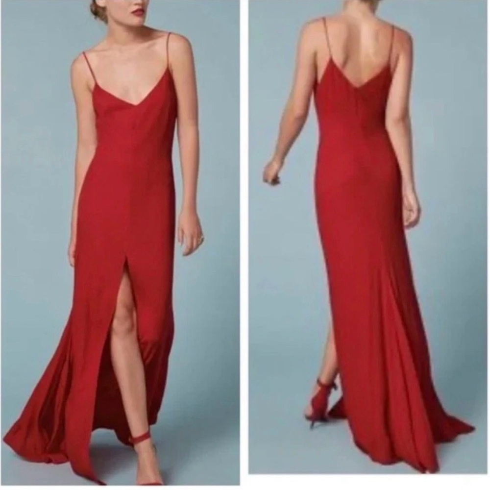 Reformation Luma Dress - red maxi with high slit